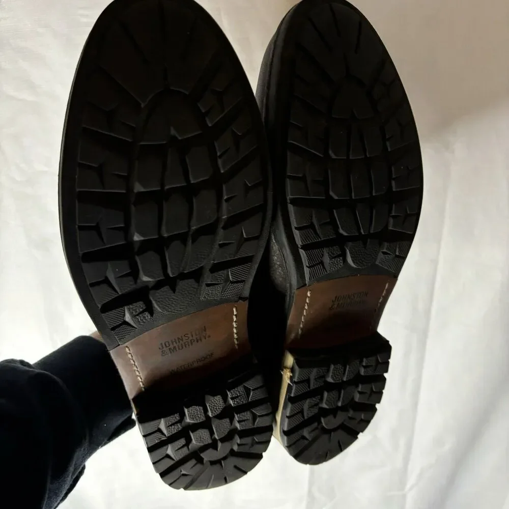Johnston and Murphy Men's‎ 12M Brown Leather Shoes Waterproof Sheepskin